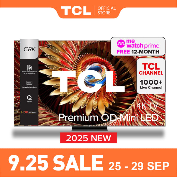 2025 NEW | TCL C8K Premium QD-Mini LED 4k TV | 65 inch  75 inch 85 inch 98 inch | HDR 4500 nits | AI Smart Google TV